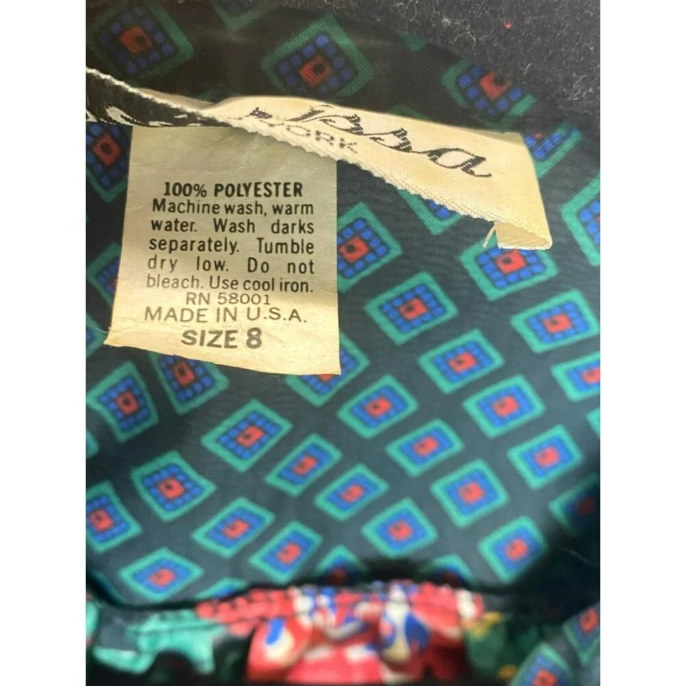 Vintage Clarissa Floral Black Button Up Blouse Shirt Womens Size 8 Secretary 80s - Picture 5 of 9